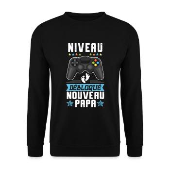Futur Papa Gamer Annonce Nouvelle Naissance Cadeau - Sweat-shirt Unisexe - noir - Devant - Alina (178cm) & Michal (187cm)
