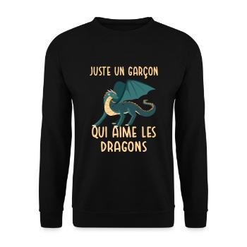 Un Garçon Qui Aime Les Dragons - Sweat-shirt Unisexe - noir - Devant - Alina (178cm) & Michal (187cm)