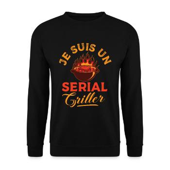 Serial Griller - Humour Barbecue - Sweat-shirt Unisexe - noir - Devant - Alina (178cm) & Michal (187cm)
