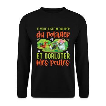 M'occuper Du Potager Et Des Poules Humour - Sweat-shirt Unisexe - noir - Devant - Alina (178cm) & Michal (187cm)