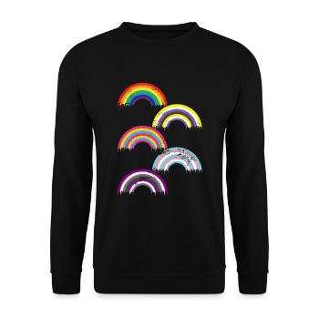 Regenbogen Pan Transgender Nicht Binär LGBT - Unisex Pullover - Schwarz - Vorne - Alina (178cm) & Michal (187cm)