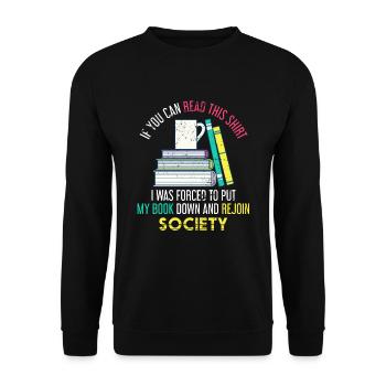 Livre Nerd société Lecture - Sweat-shirt Unisexe - noir - Devant - Alina (178cm) & Michal (187cm)