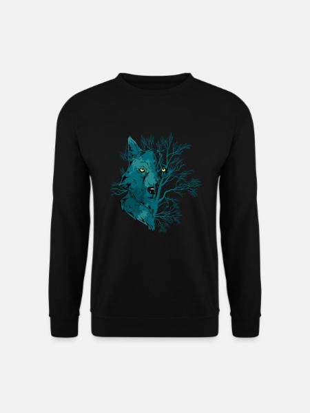 Heulender Wolf Mondlicht Wolf - Unisex Pullover - Schwarz