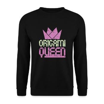 Origami Queen Crafting Gift Origami - Unisex Sweatshirt - black - Front - Alina (178cm) & Michal (187cm)