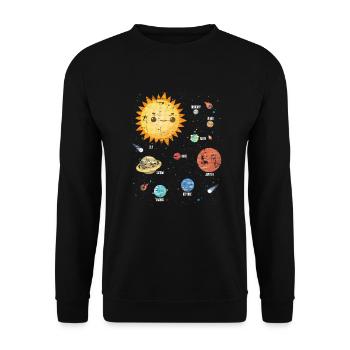 Univers Astronautes Planètes spatiales - Sweat-shirt Unisexe - noir - Devant - Alina (178cm) & Michal (187cm)