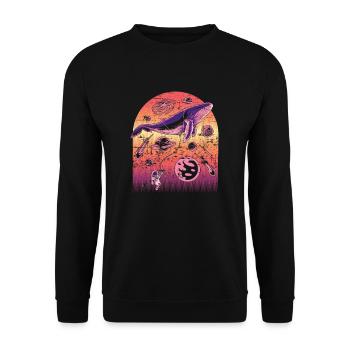 Cosmos Bleu baleine astronaute cadeau espace - Sweat-shirt Unisexe - noir - Devant - Alina (178cm) & Michal (187cm)