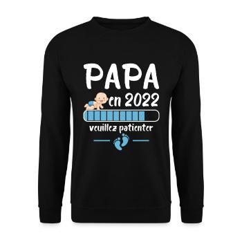 Futur papa 2022 idée cadeau nouvelle naissance - Sweat-shirt Unisexe - noir - Devant - Alina (178cm) & Michal (187cm)