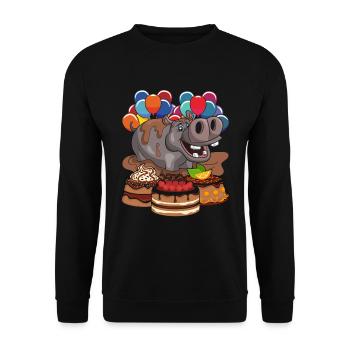 Enfants anniversaire cadeau animal hippopotame - Sweat-shirt Unisexe - noir - Devant - Alina (178cm) & Michal (187cm)