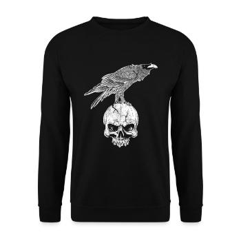 Nordische Mythologie Geschenk Rabe Krähe - Unisex Pullover - Schwarz - Vorne - Alina (178cm) & Michal (187cm)