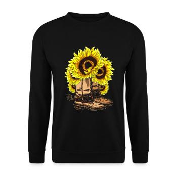 Western cowboy boots gift sunflower - Unisex Sweatshirt - black - Front - Alina (178cm) & Michal (187cm)