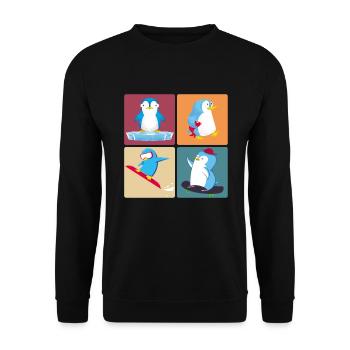penguin - Unisex Sweatshirt - black - Front - Alina (178cm) & Michal (187cm)