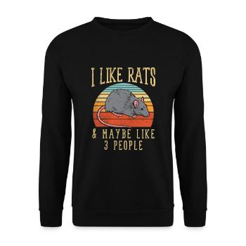 Lustig Ratte I Like Rats Maybe & 3 People Geschenk - Unisex Pullover - Schwarz - Vorne - Alina (178cm) & Michal (187cm)