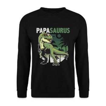 Papasaurus - Papa T Rex Dinosaure Cadeau - Sweat-shirt Unisexe - noir - Devant - Alina (178cm) & Michal (187cm)