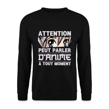 Attention can talk about anime - Humor Manga Otaku - Unisex Sweatshirt - black - Front - Alina (178cm) & Michal (187cm)