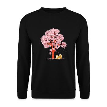 Cherry Blossom Fleurs de cerisier Japon Chien Shiba Inu - Sweat-shirt Unisexe - noir - Devant - Alina (178cm) & Michal (187cm)