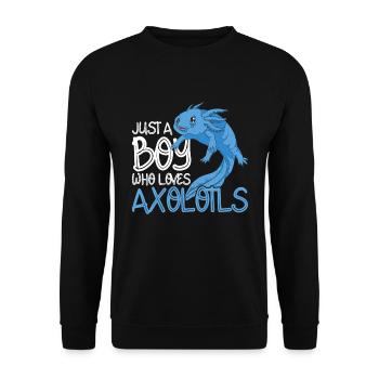 Amphibiens Saumon Amphibiens Cadeau Garçon Axolotl - Sweat-shirt Unisexe - noir - Devant - Alina (178cm) & Michal (187cm)