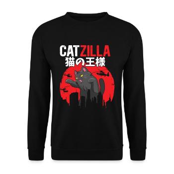 Catzilla Amoureux Des Chats Japonais Parodie Film - Sweat-shirt Unisexe - noir - Devant - Alina (178cm) & Michal (187cm)
