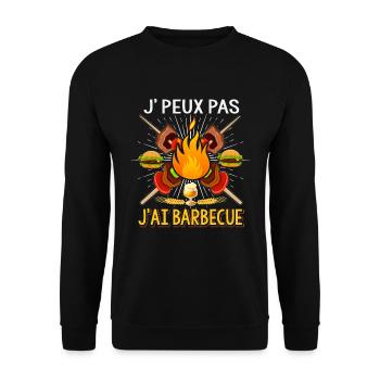 J'Peux Pas Barbecue Humour BBQ Grill - Sweat-shirt Unisexe - noir - Devant - Alina (178cm) & Michal (187cm)