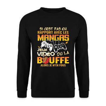 Cadeau Ado Geek Garçon Otaku Manga Et Jeux Vidéo - Sweat-shirt Unisexe - noir - Devant - Alina (178cm) & Michal (187cm)