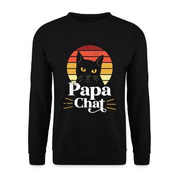 Papa Chat Amoureux Des Chats Père - Sweat-shirt Unisexe - noir - Devant - Alina (178cm) & Michal (187cm)