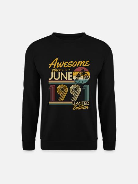 Jahrgang 1991 Retro Geburtstag 1991 Geschenk - Unisex Pullover - Schwarz