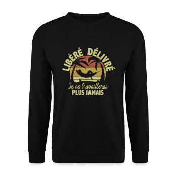 Retraite Homme Humour Cadeau Rigolo Retraité - Sweat-shirt Unisexe - noir - Devant - Alina (178cm) & Michal (187cm)