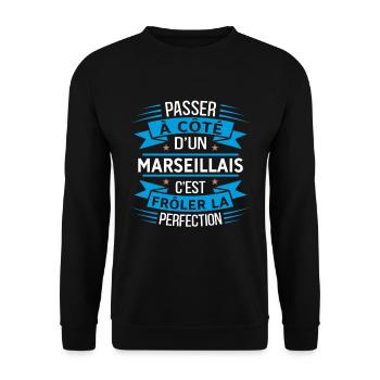 Marseillais Parfait Idée Cadeau Humour Marseille - Sweat-shirt Unisexe - noir - Devant - Alina (178cm) & Michal (187cm)