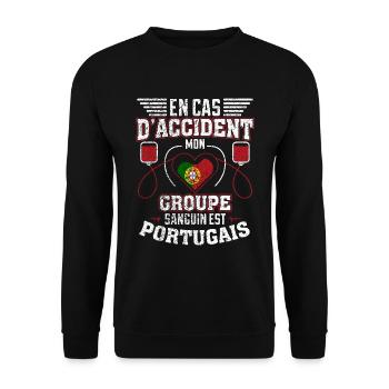 Portugais Groupe Sanguin Cadeau Portugal Football - Sweat-shirt Unisexe - noir - Devant - Alina (178cm) & Michal (187cm)