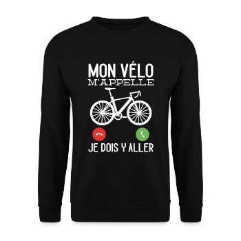 Mon Vélo M'appelle Cadeau Cycliste Humour - Sweat-shirt Unisexe - noir - Devant - Alina (178cm) & Michal (187cm)