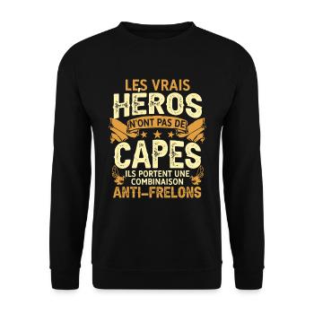 Exterminateur De Frelons Cadeau Humour - Sweat-shirt Unisexe - noir - Devant - Alina (178cm) & Michal (187cm)