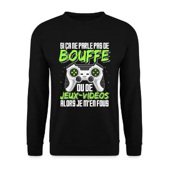 Jeux Vidéo Humour Bouffe Idée Cadeau Gamer Ado - Sweat-shirt Unisexe - noir - Devant - Alina (178cm) & Michal (187cm)