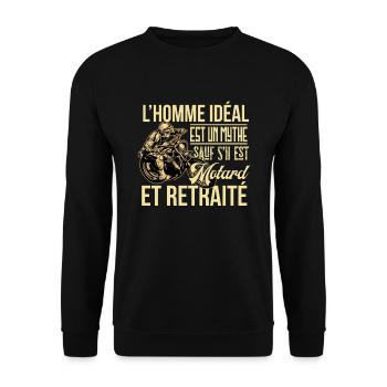Motard À La Retraite Humour Idée Cadeau Moto - Sweat-shirt Unisexe - noir - Devant - Alina (178cm) & Michal (187cm)
