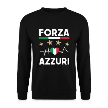 Italie Foot Forza Azzuri Drapeau Italien Football - Sweat-shirt Unisexe - noir - Devant - Alina (178cm) & Michal (187cm)
