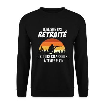 Chasseur À Temps Plein Humour Retraite Cadeau - Sweat-shirt Unisexe - noir - Devant - Alina (178cm) & Michal (187cm)