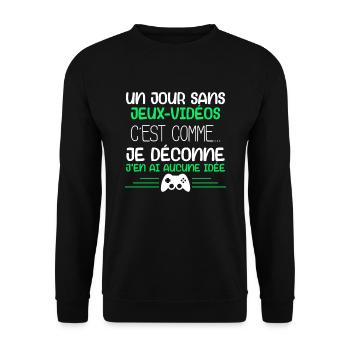 Un Jour Sans Jeux Vidéos Humour Ado Gamer - Sweat-shirt Unisexe - noir - Devant - Alina (178cm) & Michal (187cm)