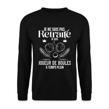 Joueur De Boules À La Retraite Humour Pétanque - Sweat-shirt Unisexe - noir - Devant - Alina (178cm) & Michal (187cm)