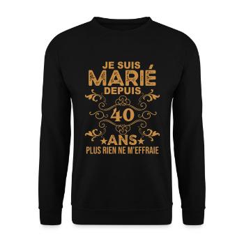 Cadeau Anniversaire De Mariage 40 Ans Mari Homme - Sweat-shirt Unisexe - noir - Devant - Alina (178cm) & Michal (187cm)