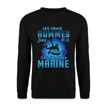 Chasse Sous Marine Humour Plongeur Cadeau - Sweat-shirt Unisexe - noir - Devant - Alina (178cm) & Michal (187cm)