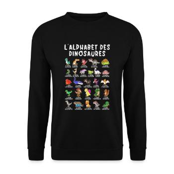 Dinosaures Alphabet Apprendre Abécédaire Cadeau - Sweat-shirt Unisexe - noir - Devant - Alina (178cm) & Michal (187cm)