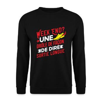 Sortie Longue Humour Marathon Idée Cadeau Marathon - Sweat-shirt Unisexe - noir - Devant - Alina (178cm) & Michal (187cm)
