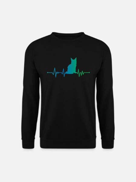 Heartbeat Cat Design - Süße Süße Maine Coon - Unisex Pullover - Schwarz