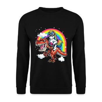Licorne Sur T Rex Tyrannosaure Fête Anniversaire - Sweat-shirt Unisexe - noir - Devant - Alina (178cm) & Michal (187cm)