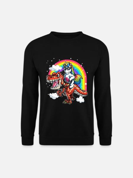 Einhorn Über T Rex Tyrannosaurus Jubiläumsfeier - Unisex Pullover - Schwarz