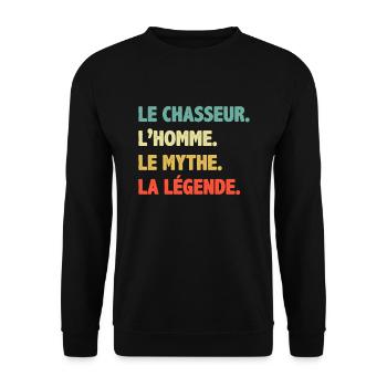 Le Chasseur L'homme Le Mythe La Légende Cadeau - Sweat-shirt Unisexe - noir - Devant - Alina (178cm) & Michal (187cm)