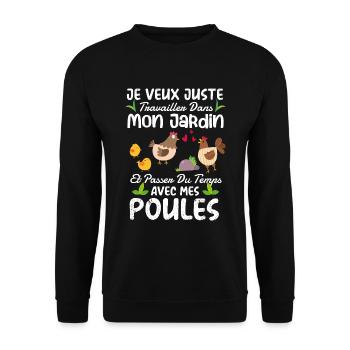 Jardin Et Poules Humour Idée Cadeau Jardinage - Sweat-shirt Unisexe - noir - Devant - Alina (178cm) & Michal (187cm)