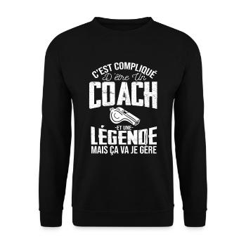 Coach De Légende Humour Coaching Sportif Cadeau - Sweat-shirt Unisexe - noir - Devant - Alina (178cm) & Michal (187cm)