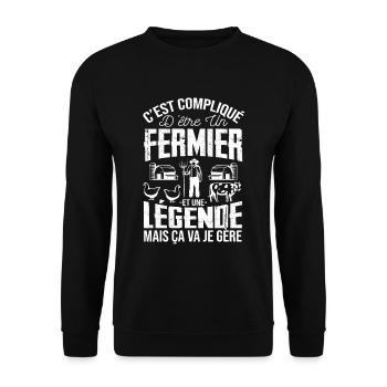 Fermier De Légende Humour Agriculture Cadeau - Sweat-shirt Unisexe - noir - Devant - Alina (178cm) & Michal (187cm)