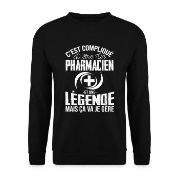 Pharmacie De Légende Humour Pharmacien Cadeau - Sweat-shirt Unisexe - noir - Devant - Alina (178cm) & Michal (187cm)