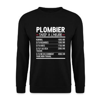 Plombier Idée Cadeau Humour Plomberie - Sweat-shirt Unisexe - noir - Devant - Alina (178cm) & Michal (187cm)