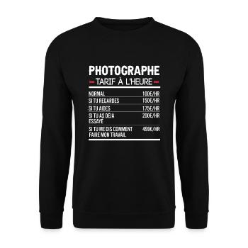Photographe Idée Cadeau Humour - Sweat-shirt Unisexe - noir - Devant - Alina (178cm) & Michal (187cm)